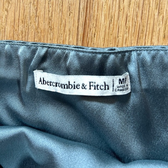 ABERCROMBIE satin effect slate blue mini slip dress y2k party size M petite - Picture 3 of 9